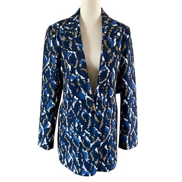 Liverpool Boyfriend Blazer with One-Button Front in Modern Blue Camo Small NWT - Picture 2 of 12